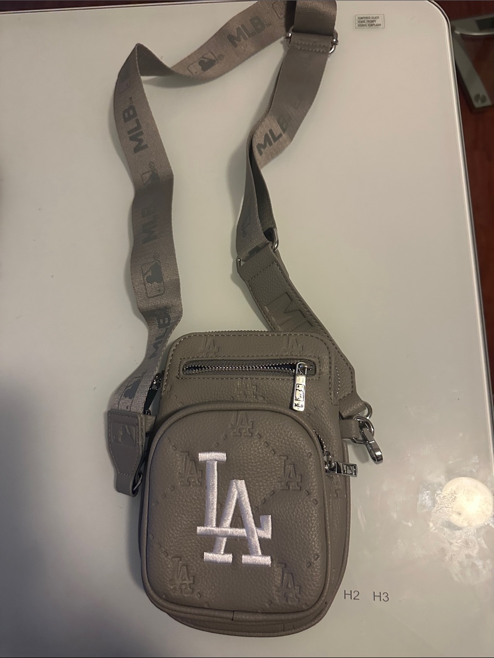 MLB Grey LA Dodgers Compact Crossbody Belt Bag